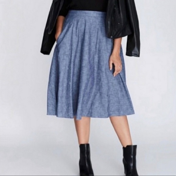 Lane Bryant Dresses & Skirts - Lane Bryant Chambray Midi Skirt Size 20